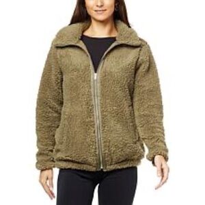 “EZ” by Nina Leonard - Green Fluffy Sherpa Jacket Size Large NWT